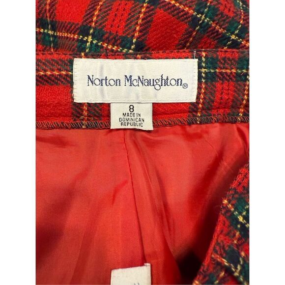 Norton McNaughton Shorts Suit 2 Pcs Blazer/Shorts Red/Green Tartan Sz. 8 Vtg - Picture 11 of 15